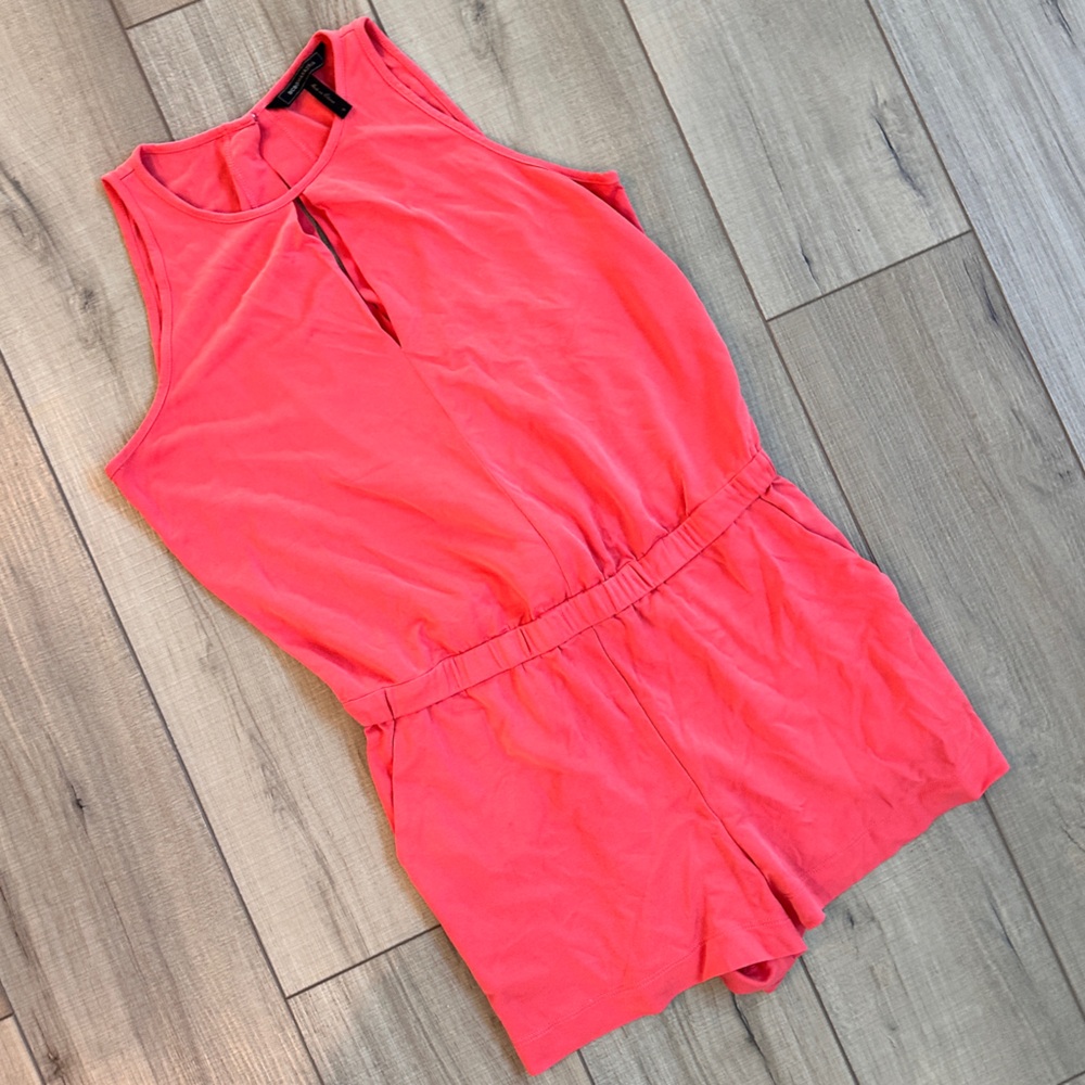 BCBGMaxAzria Pink Jumpsuit with High Neck and Blouson Waist